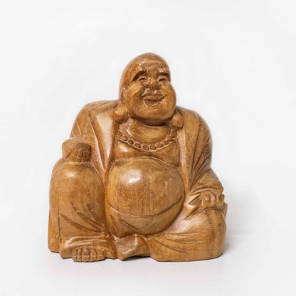 Buddha für Wohlstand – Handgefertigte Holzfigur aus Indonesien, in zwei Größen