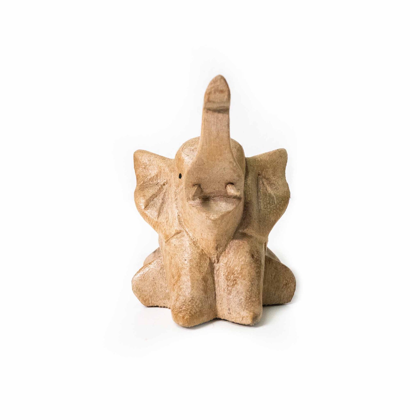 Holzelefant sitzend – Handgefertigte Holzfigur aus Indonesien, klein oder mittel