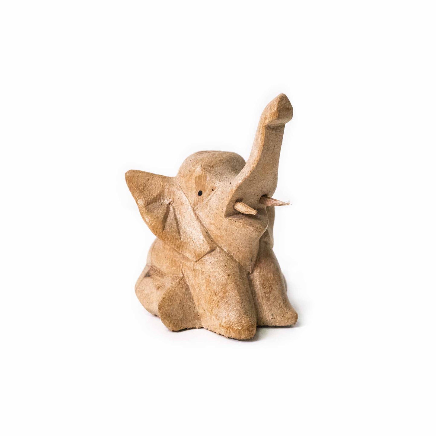 Holzelefant sitzend – Handgefertigte Holzfigur aus Indonesien, klein oder mittel