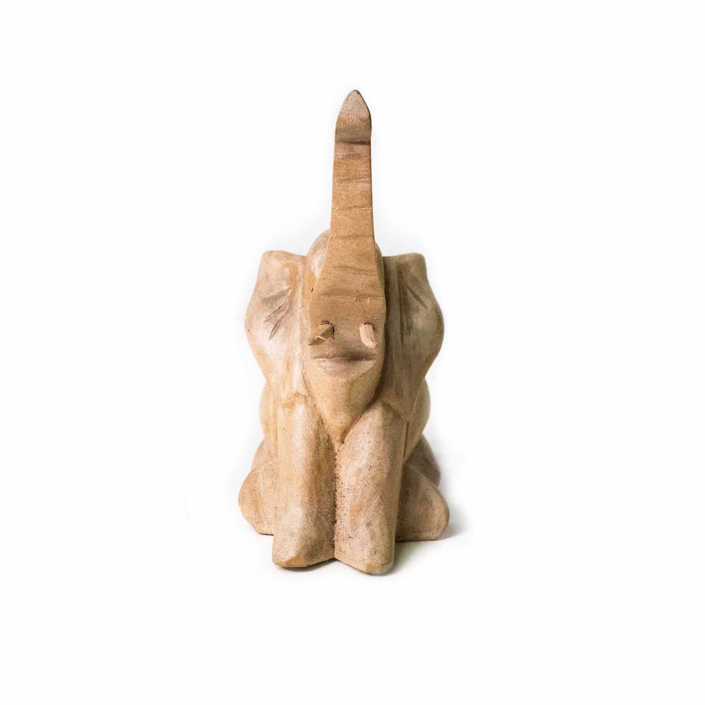 Holzelefant sitzend – Handgefertigte Holzfigur aus Indonesien, klein oder mittel