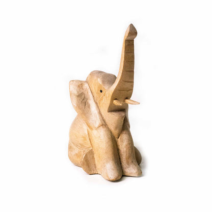 Holzelefant sitzend – Handgefertigte Holzfigur aus Indonesien, klein oder mittel