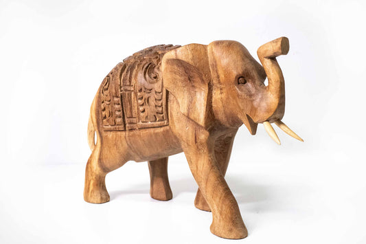 Unikat – Holzelefant mit Gravur, handgefertigt aus Indonesien, mittelgroß